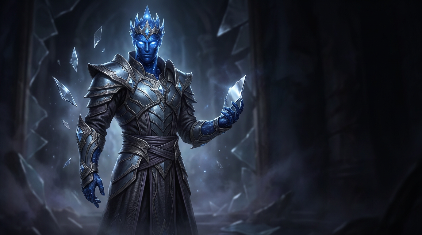 A blue astral being representing the Mirror Mage class